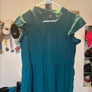 Green Ruffle Sleeve Dress